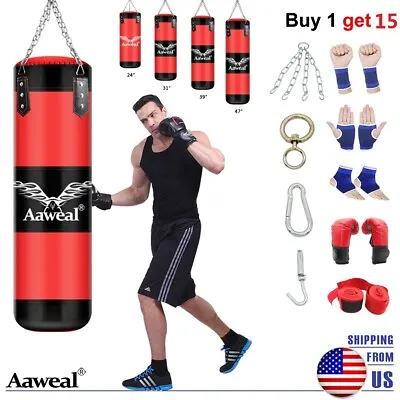 Heavy Boxing Punching Bag Training Gloves Speed Set Kicking MMA Workout GYM • $35.14