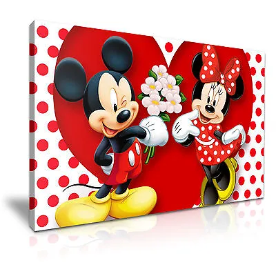 DISNEY Mickey & Minnie Mouse Stretched Canvas Print Wall Art Home Deco More Size • £26.99