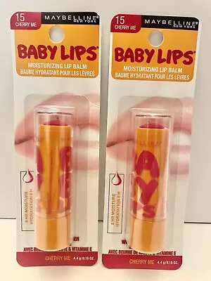 Lot Of 2 Maybelline Baby Lips Moisturizing Lip Balm #15 Cherry Me - Brand New • $11.99