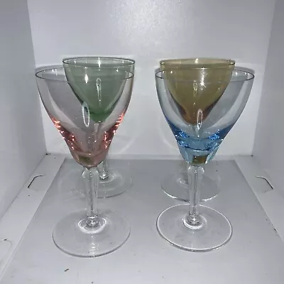 VINTAGE Set Of 4 Harlequin Wine Glasses.. • $20.35