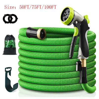 Up To 100FT Expandable Garden Hose Heavy Duty Flexible Garden Water Hose Nozzle • $30.39