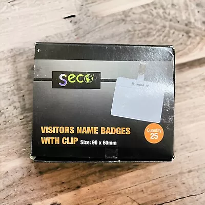 £14.99 • Buy Visitor Badges Seco 60 X 90mm With Card Inserts Quick Fix Q-Connect Name 25qty