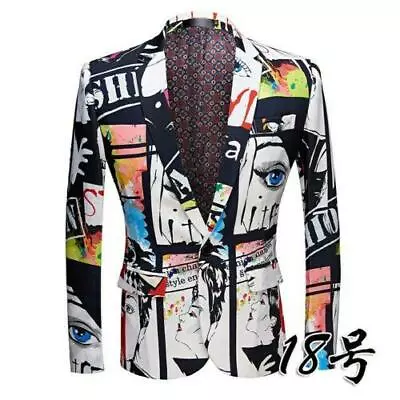 Men's Slim Fit Blazer Jackets Floral Printed Lapel Party Outdoor Occident Casual • $63.19