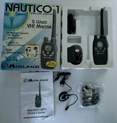 Midland Nautico 1 VHF Marine Radio Handheld Nautico 1 VP Value Pack Works Great! • $75