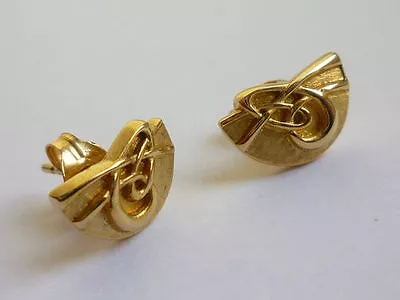 Ola Gorie 9ct Yellow Gold Aikerness Earrings Celtic Scottish Box • £210