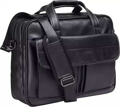 Men's Leather Messenger Bag 15.6 Inches Laptop Briefcase Business Satchel Black • $49.64