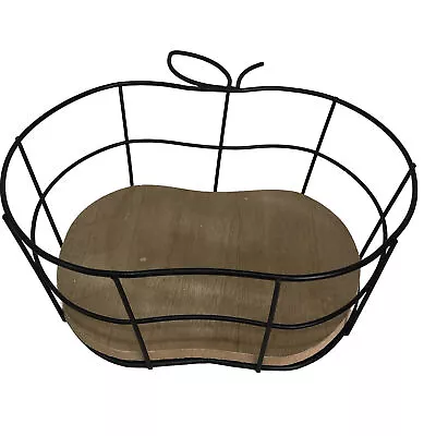 Apple Shaped Fruit Basket Wooden Wire Home Decor Holder Horizon Group 7 X8  Inch • $13.97