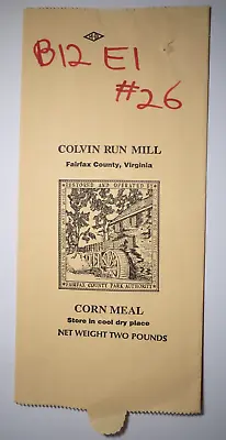 Vintage Paper Sack Bag - COLVIN RUN MILL CORN MEAL FAIRFAX COUNTY VA  -   1997 • $12