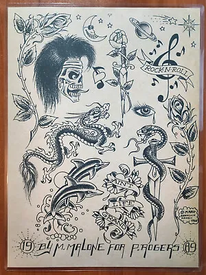 1989 Mike Rollo Malone Traditional Vintage Style Tattoo Flash Sheet Paul Rogers • $39.99