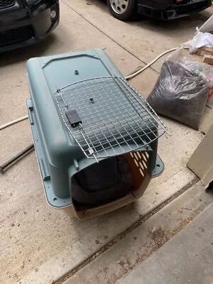 Plastic Dog Crates (Medium) - Moderately Used Green And Beige..plus Pillow Bed • $25
