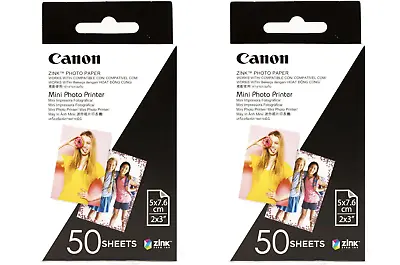 $47 • Buy 2x Canon 5x7.6cm 2x3  50 Sheet Zink Mini Photo Paper - ZP-2030-50 MPPP50 - New