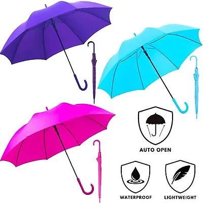🔥8 Rib Umbrella Strong Automatic Open Windproof Large Fashion Waterproof Travel • £7.95