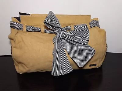 Miche Womens SANDY MAGNETIC PURSE SHELL Khaki Tan Canvas Scarf Bow Fits Large  • $8