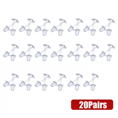 20 Pairs Invisible Clear Plastic Silicone Studs Earrings Kids Girl Jewelry Gift • £2.94