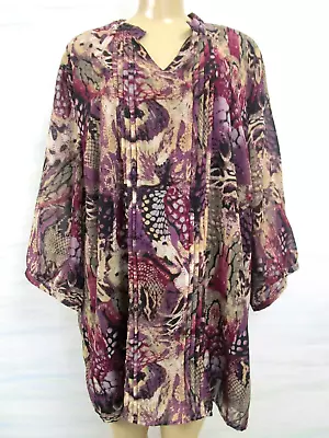 Maggie Barnes Multi-color Geometric Print 3/4 Sleeve Tunic Top Size 3x - 26-28w • $17.10