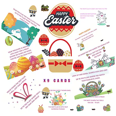 Easter Egg Hunt Indoor Clues Games Children Basket Ideas Party Trail Set 9 Card • £2.49