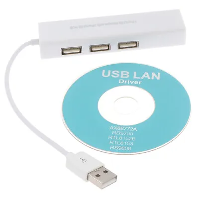 $12.54 • Buy USB Ethernet 3 Port USB HUB 2.0 RJ45 Lan Network Card USB To Ethernet Adapter-b
