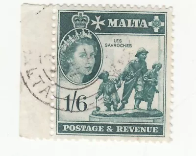 Malta 1956. 1 Schilling 6 Pence. Les Gavroches. Scott # 257. Used • $1.49