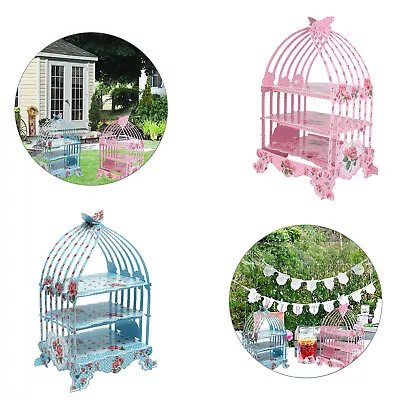 3 Layers Bird Cage Cupcake Stand Garden Home Decoration Dessert Birthday Wedding • £13.49