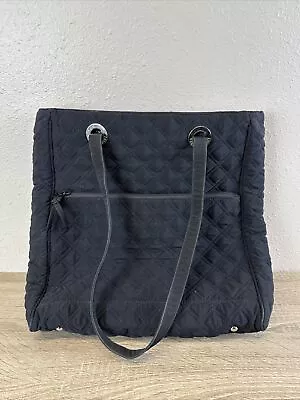 Vera Bradley Black Tote Quilted Cotton Canvas Zippered Minimalist Shoulder Bag • $30