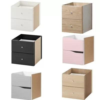 Ikea Kallax Insert 2 Drawer Cube Wooden Bookcase Storage Display Shelves Unit • £39.46