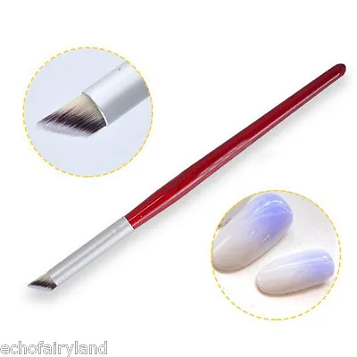 1Pc Nail Art Gradient Brush Pen Wood Red Handle Angle Nail Art Brush Tool DIY • $3.84