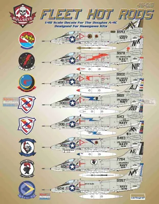 BMA48015 1:48 Bullseye Model Aviation Decals - A-4C Skyhawk 'Fleet Hot Rods' • $32.49
