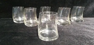 6 Vintage Whisky Glass Whiskey Rocks Tumblers Glasses Curved 12oz 4 H • $19.80