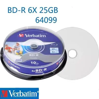 £11.76 • Buy 10 Pack Verbatim White Blank Inkjet Printable Bluray 25GB 6x BD-R SL DVD Discs 