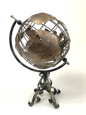 Vintage Metal Art Brutalist World Globe Hemisphere Sculpture • $60