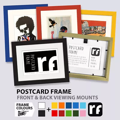 Postcard Picture Frame Wood Black White Colours Rear View Collector RUBIX FRAMES • £12.99