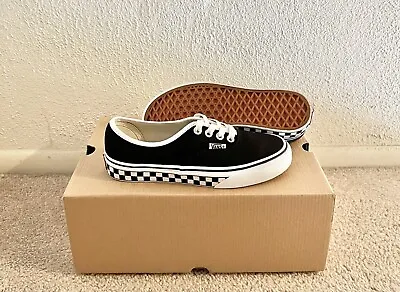 Vans Authentic Skateboard Shoes Size 3.5 Black/Checkerboard Midsole Men’s/Boys • $25