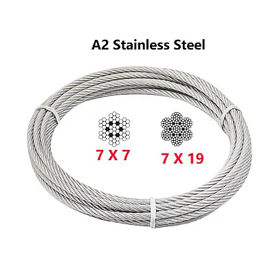 Stainless Steel Steel Wire Rope Lifting Metal Cable 0.3mm 0.5mm 1mm - 20mm • $2.52
