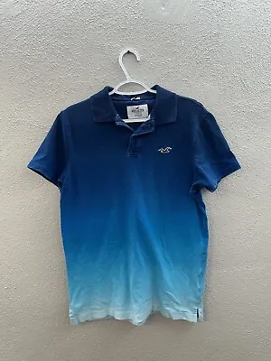 Mens Hollister Blue Ombre Epic Flex Stretch Short Sleeve Polo Shirt Size Medium • $16.98