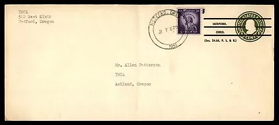 MayfairStamps US 1955 Oregon Medford Pre-Cancelled Uprated To Ashland Stationery • $1