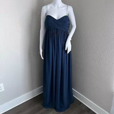 Amsale Maternity Size 12 Janan Maxi French Blue Flat Chiffon Bridesmaid Wedding • £92.93