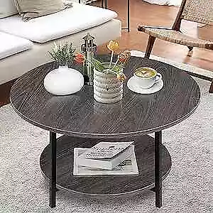  Round Coffee Tables Accent Table Sofa Table Tea Table With Storage 2 Grey Oak • $107.58
