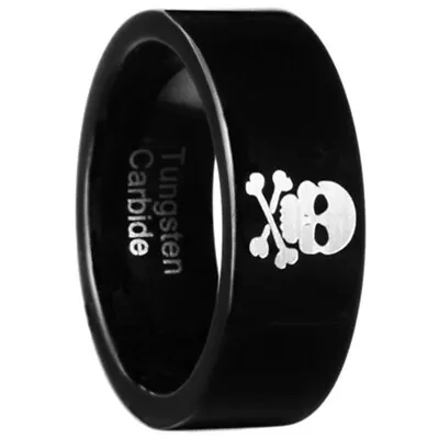 8mm Skull & Cross Bones Tungsten Carbide Band Ring Size 9-13 • $8.99