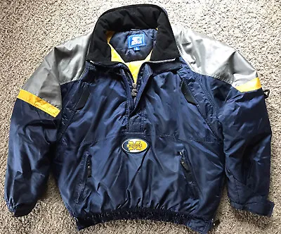 Michigan Wolverines Starter Half Zip Pullover Hooded Lined Coat -XL • $29.99