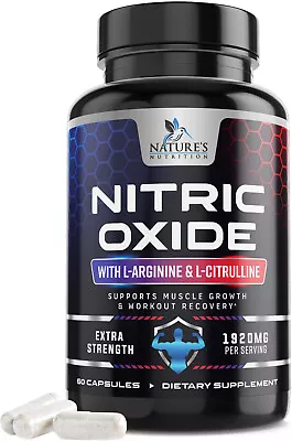 Extra Strength Nitric Oxide Supplement L Arginine 3X Strength Highest Potency • $19.12