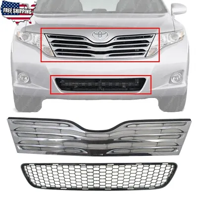 New Front Bumper Upper Lower Grille Chrome Black For 2009-2012 Toyota Venza • $182.96