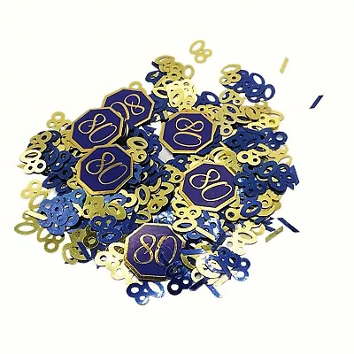 £3.79 • Buy Age 80 Navy Blue And Gold Party Table Confetti. 80th Birthday Party Confetti