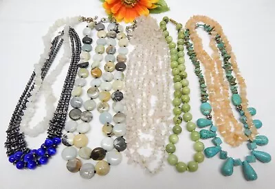 Semi Precious Stone & Glass Bead Necklace Lot - Vintage To Now Jewelry • $21.49