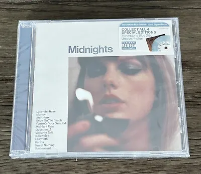 TAYLOR SWIFT Autographed MIDNIGHTS CD MOONSTONE BLUE W/Signed Photo NEW/SEALED • $337.20