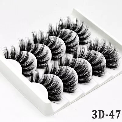 UK 5 Pair 3D Mink False Eyelashes Wispy Cross Long Thick Soft Fake Eye Lashes • £3.99