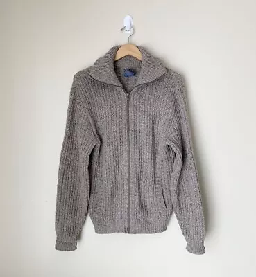 Vintage Pendleton Men’s Virgin Wool Zip Cardigan Sweater Size Medium Tan Brown • $34.99