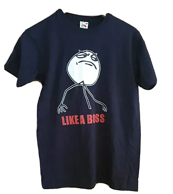 Mens Black T-Shirt With Mofif Size Small Fruit Of The Loom Like A Boss C234 • £3.99