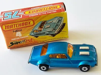 Vintage Matchbox Electric Blue 1975 Pontiac Firebird In Original Box • $29.95