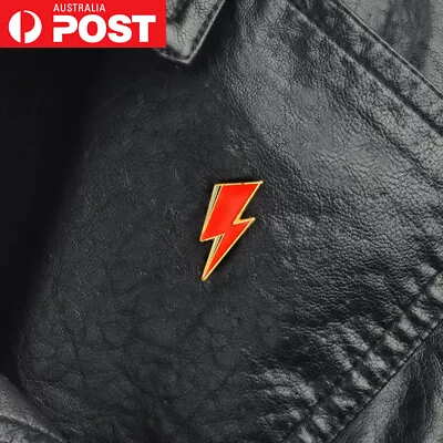 Lightning Bolt Punk Gothic Gold Novelty Enamel Lapel Pin Brooch Badge Jewellery • $9.95