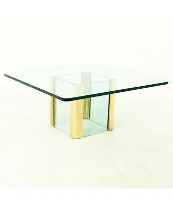 Pace Mid Century Brass And Glass Pedestal Base Coffee Table • $1095
